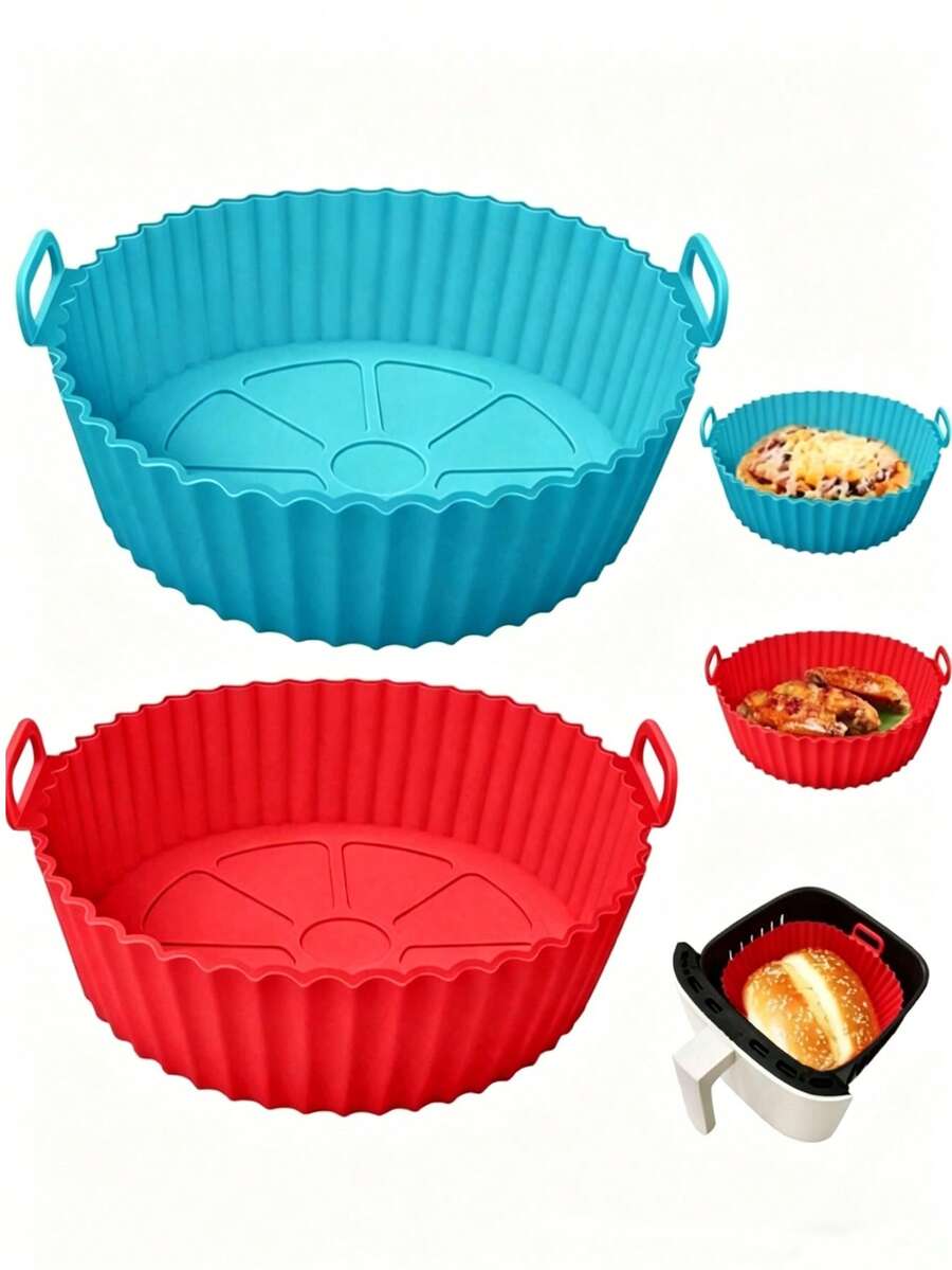 3-5 Quart Silicone Inner Pot, Baking Basket & Baking Tray, Reusable Air Fryer Accessories (1 Set) - Multicolor - View 1