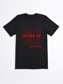 Camiseta Negra con Estampado Latina AF para Mujer Casual Verano - Negro - Ver 2