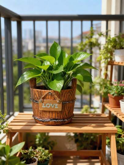 1个树脂心形花盆，艺术花瓶插花，简约客厅装饰花园装饰。房间装饰、家居装饰、生日装饰、礼物、派对装饰、花园装饰