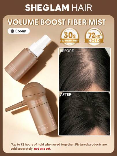 SHEGLAM HAIR Hacim Artırıcı Saç Lifi Seti - Abanoz, 3'ü 1 Arada Saç Dolgunlaştırıcı Lif Seti, Doğal Saç Kalınlaştırıcı Lifler, Sprey Uygulama Pompası Başlığı ve Sabitleyici Sprey İçerir, Saç Dökülmesi ve Seyrelmesi Olan Bölgeleri Anında Gizler, Erkekler ve Kadınlar İçin Doğal Görünümlü Saç Kalınlaştırıcı, Uzun Süreli ve Daha Dolgun Görünüm Sağlar