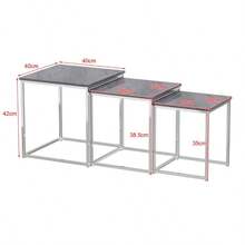 Set Of 3 Nesting Coffee Tables For Living Room, Nest Of 3 Nested Tables Sofa Side Table Coffee Table End Tables Space Saving - 灰色大理石 - 查看 10