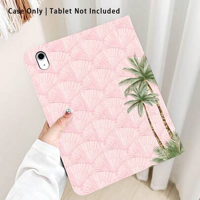 1 chiếc ốp lưng máy tính bảng dạng gập họa tiết cây cọ, có khe cắm bút, chức năng tự động tắt/mở màn hình, thích hợp làm quà tặng cho mùa tựu trường, ngày Valentine, quà tặng ngày lễ.