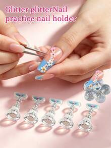 1 Set Base de brillo Aurora con 5 esmaltes de uñas magnéticos en un soporte, soporte reutilizable para arte de uñas adecuado para uñas postizas, herramienta de manicura DIY para salón de uñas y uso doméstico, excelente para artistas de uñas, principiantes y entusiastas del arte de uñas - Blanco - Ver 3
