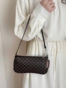 Túi đeo chéo nhỏ hình vuông in họa tiết phong cách retro tối giản, hàng mới về mùa xuân 2026 dành cho nữ. - Cà phê - Xem 2