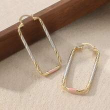 New Classic Fashion Gold Circle Hoop Earrings, Minimalist Round Pendant Earrings, Ideal Wedding Accessory Gift For Women - Gold - View 4