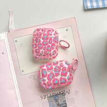 Simple Tetragonum Pink Blue Leopard Print Irregular Pattern Transparent Glossy Surface Earphones Cover Case For AirPods 1 2 3 4 Pro Pro2 Pro3 - Clear - View 3