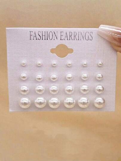 12pcs/Set Minimalist Fashion Versatile Cute Pearl Stud Earrings Combo
