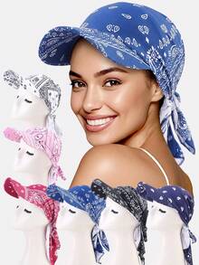 1pc Women's New Tie-Up Visor Scarf Hat, Outdoor Sun Protection Hat With Tie-Up Brim, Suitable For Daily Use - Printed Hat With Brim - View 17
