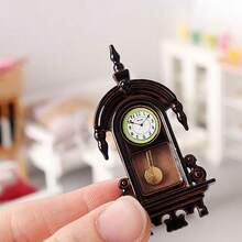 4pcs Mini Wall Clock (Black/Natural Wood), Miniature Wooden Clock, Decorative Hanging Accessory, DIY Decor Parts, Dollhouse Clock Model, Pretend Play Toy, Micro Landscape Room Decor, Realistic Clock - Multicolor - View 13
