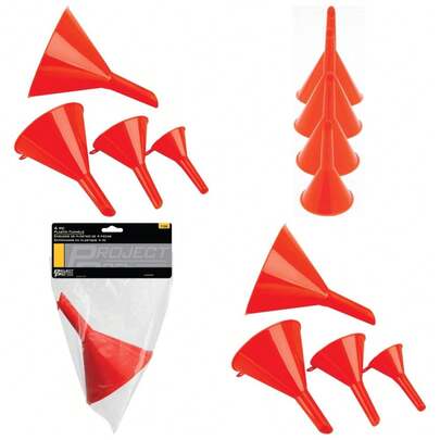 4-Piece Plastic Funnel Set For Kitchen & Automotive Use