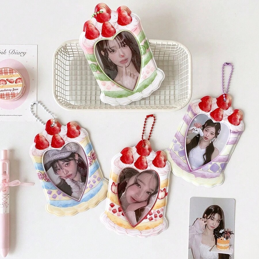 1 chiếc giá treo thẻ hình dâu tây hoạt hình tối giản thời trang 3 inch, giá trưng bày thẻ dành cho fan K-Pop, học sinh, sinh viên, giá đựng thẻ tàu điện ngầm
