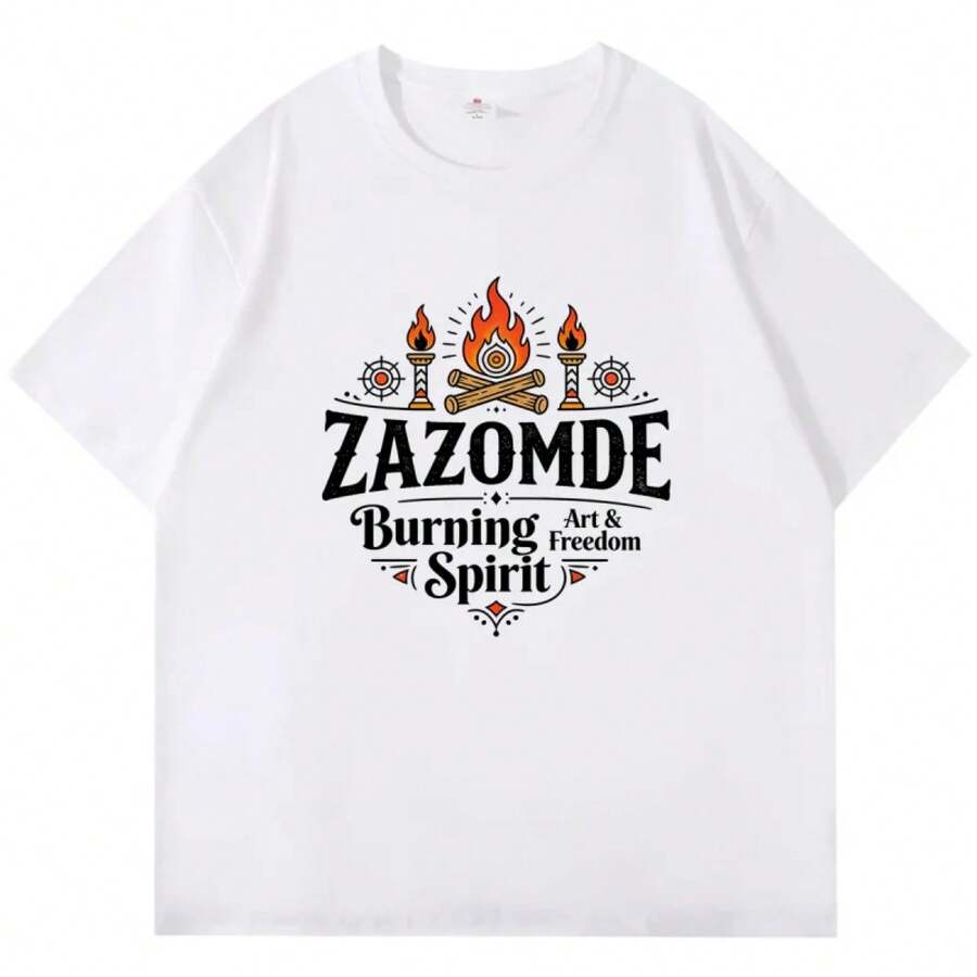 Camiseta Pareja con Estampado , Diseño Tradicional - Blanco - Ver 1