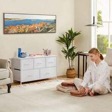 Sweetcrispy 5 Dresser Chest Bedroom, Metal Frame And Wood Top TV Stand Up To 40 Inch With Fabric Storage Drawer Units Living Room - 白色 - 查看 9
