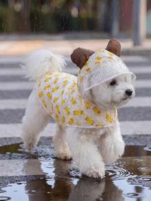 LUCKIE PAL 1件可爱小熊图案防水雨衣，适合吉娃娃等小型犬，宠物雨衣，猫狗雨天外出必备 - 彩色 - 查看 4