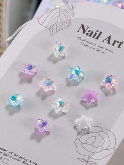 30/50pcs Starfish Pointed Bottom Rhinestones, Super Shiny Crystal Nail Art Decorations, Mocha Star Nail Decor, Mixed Colors, DIY Nail Art Supplies, Nail Gems, Nail Rhinestones