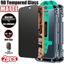 2 piezas Protector de pantalla de vidrio templado mate, viene con kit de instalación de alineación automática, compatible con iPhone 17 Pro Max/17 Air/16 Pro Max/16 Pro/16 Plus/16e/16/15 Pro Max/14 Pro Max/13 Pro Max/12/11/Xs Max/XS/XR Series. Cobertura completa mate, antirreflejo, antihuellas, antichoque, protector de pantalla de vidrio templado resistente a los golpes de dureza 9D, instalación súper rápida, diseño sin polvo - Privacidad esmerilada - Ver 38