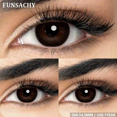 1 par de lentes naturales FUNSACHY, adecuados para citas o uso diario, diámetro de 14.5mm, cómodos y naturales.