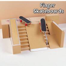2-delars mini-fingerskateboardparkset, inkluderar 2 fingerskateboards och gör-det-själv-fingerskateboardramp, lämplig för vuxna för att lindra stress och fingerträning - Multifärgad - Visa 6