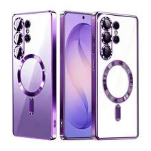 1 Ốp lưng TPU mềm từ tính màu tím, mạ điện, mặt sau trong suốt, mạ kim loại bóng [Bảo vệ toàn diện ống kính camera]. Ốp mỏng nhẹ, mềm mại, chống sốc, tương thích với Samsung Galaxy S26Ultra/S26Plus/S26/S26Edge/S25Ultra/S25Plus/S25/S25Edge/S25FE/A57/A37A17/A07/A56/A36/A26/A55/A35/A25/A15/A24/A34/A14/A16/A06/A05S, tương thích với iPhone 16 15 14 13 12 11 Pro Max Plus 16e 17E - Màu tím - Xem 3