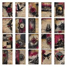20pcs Vintage Gothic Theme Postcards - Dark Vintage Junk Journal Paper, Bedroom Aesthetic Wall Collage Kit, Home Dorm Decor Mini Posters, Perfect For Scrapbooking And DIY Crafts - A - View 1