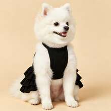 1pc Luxury Suspender Multilayer Ruffle Dress For Pets, Fashionable & Elegant Wedding Season Dress For Cats & Dogs, Soft & Breathable Animal Clothing, Lightweight & Comfortable Outfit For All Seasons - Black - View 2