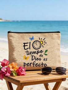 两件套亚麻手提袋 | “El-Tiempo”字母印花帆布单肩包 | 大容量购物袋，带搭扣 | 母亲节、父亲节、教师节、毕业礼物、伴娘礼物 | 春季花园派对、海滩度假、日常通勤 - 彩色 - 查看 12