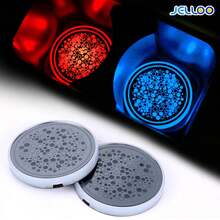 JELLOO 2入 7色變色 LED 車用杯架燈，180mAh USB 充電式防水發光杯墊，汽車內飾配件 - 通用款-發光 - 查看 11