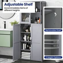 Tall Freestanding Bathroom Cabinet With Adjustable Shelves For Bathroom Entryway - Grey - View 5