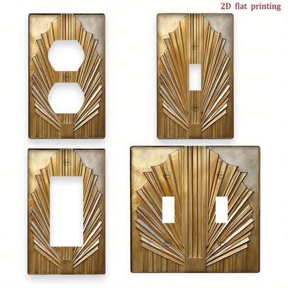 1 cái [in 2D] Tấm ốp công tắc đèn trang trí họa tiết đường kẻ vàng, thích hợp trang trí tường nhà bếp, phòng ngủ.