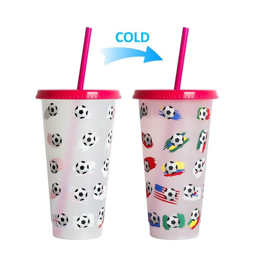 New Plastic Cup For The Football World Cup, Temperature Sensitive, Changes Color When Cold, Single-Layer Drinking Cup.