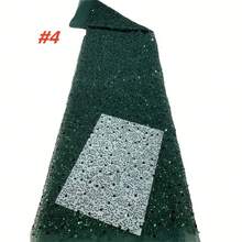 2024年尼日利亚法式串珠亮片蕾丝面料，奢华非洲亮片蕾丝，适合缝制女士派对礼服 - 彩色 - 查看 13