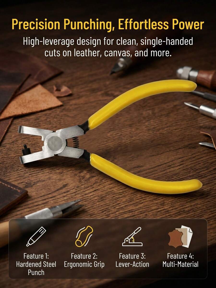 1个2毫米通用表带钳，皮革打孔工具，打孔器，标签打孔器，表带打孔器，返校季 - 打孔器 - 查看 1