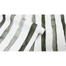 1 cuộn giấy dán tường đen dày, giấy dán tường kẻ sọc bóc sẵn, giấy dán tường vinyl tự dính màu ô liu/trắng hiện đại có thể tháo rời. - Xanh đậm - Xem 7