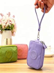 1 chiếc ví đựng tiền xu ba khóa kéo bằng nylon kiểu cổ điển - Ví nhỏ unisex phù hợp đựng tiền mặt, thẻ, tiền xu, phụ kiện thời trang, có thể giặt máy, không thêu, không bị ố vàng. - Nhiều màu - Xem 6