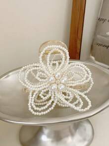 1pc Women New French-Style Vintage Pearl Hair Claw, Elegant And Versatile, Suitable For All Occasions. Can Be Used For Half-Up Hairstyles Hairpin. Hair Accessory.,Festival,Party - Multicolor - View 9