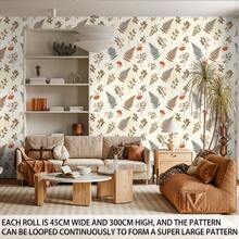 Retro Warm-Toned Botanical Leaf PVC Wall Sticker, Minimalist Wabi-Sabi Style Home Wall Decor - 60042+XHQZ - View 6