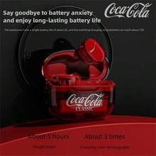 Coca-Cola 可口可乐 T11 真无线耳机，透明设计，触控操作，超长续航，自动配对，经典 Logo，轻巧便携，绝佳礼物 - 查看 5