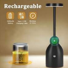 1/2PCS Rechargeable Wine Bottle Table Lamp, Dimmable LED Night Light With Adjustable Color Temperature, Creative Cordless Decorative Lamp For Bedroom, Dining Room, Patio, Bedside And Desktop Decor - Black - View 7