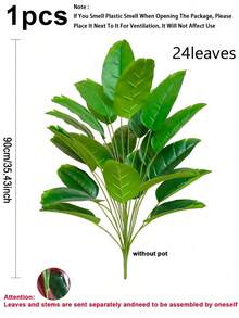 2pcs 81cm Large Artificial Green Plant, Banana Tree, Evergreen Leaves, Tropical Fake Palm Branches, Plastic Strelitzia Leaves, Monstera Leaves, Home Decor, Spring Decor, Patio, Garden, Balcony, Wedding Decoration, Garden Party, Office Decor, Indoor/Outdoor Use, No Planter Included (Self-Assembly Required) Note - If You Smell Plastic Smell When Opening The Package, Please Place It Next To It For Ventilation, It Will Not Affect Use) - Multicolor - View 15