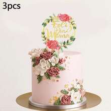 Bộ 1/3/6 chiếc phụ kiện trang trí bánh kem hình hoa bằng acrylic với chữ "Feliz Dia Mama" (Ngày của Mẹ), thích hợp để trang trí bánh kem trong bữa tiệc Ngày của Mẹ. - Nhiều màu - Xem 11