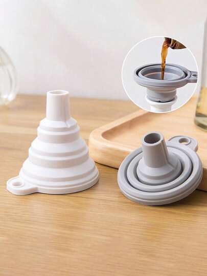 1 pieza Embudo plegable de silicona, herramienta de cocina portátil mini embudo de aceite de silicona, embudo telescópico plegable mini, opciones de varios colores de embudo pequeño para separación de líquidos, embudo de goteo de aceite plegable portátil