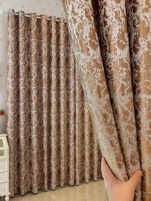 1pc European Aesthetic Style Blackout Curtain, Unique Marble Texture, Privacy Protection, Heat Insulation, Suitable For Living Room & Bedroom - Khaki - View 1