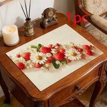 1/2/4/6/8/300pcs Strawberry Theme Placemat Set. Made Of 100% Polyester, Size 12 Inches * 18 Inches/30cm * 45cm. Machine Washable Polyester Placemats, Heat-Resistant, Stain-Resistant, Waterproof, And Easy To Clean. Suitable For Spring Home Decor, Household Essentials, Kitchen Supplies, And Family Gatherings. - Multicolor - View 20