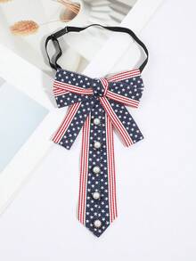 1 chiếc vòng cổ nơ ngọc trai giả kiểu cổ điển thanh lịch họa tiết cờ Mỹ dành cho nữ, thích hợp cho các dịp lễ, tiệc tùng và tụ họp. - Nhiều màu - Xem 2