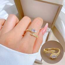 1pc Snake Shaped Adjustable Ring Jewelry, Versatile Luxury Elegant Minimalist Design Jewelry Gift - Snake Ring - View 1