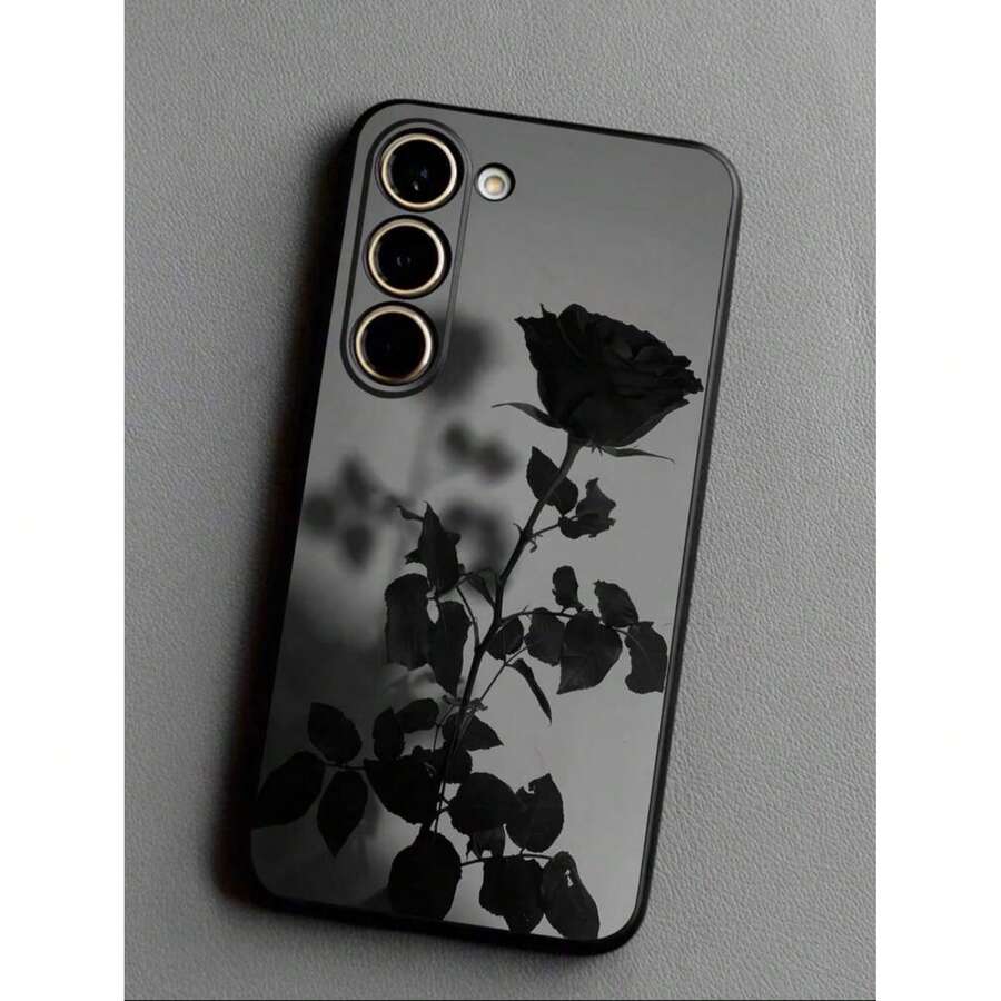 一款高级黑色玫瑰防摔防滑手机壳，适用于三星 Galaxy A04e/A05s/A13/A14/A15/A34/A35/A50/A52/A53/A54/S21/S22/S23/S24/S25/S25 Ultra/24fe - 黑色 - 查看 1