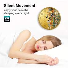 2D Flat, Single-Piece Wooden Baby Room Wall Clock - Golden Klimt Style Floral Mosaic, Luxurious Art Deco Style, Suitable For Living Room, Baby Room, Dining Room, Office - Perfect Gift For Mother's Day And Christmas - Battery Powered (AA Batteries Not Included), 2D Flat Design,Valentines Gift,Graduation,Mother Giftsr,Room Deocr,Wall Deoc,Home Essentials - 1pcs/10in/25cm - View 6