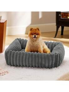 Cute Dog Bed - Washable Soft Pet Bed Rectangular Shaped Plush Soft Dog Bed With Removable Zipper Cover - Multicolor - View 9