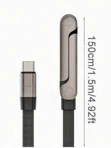 Esencial de Primavera/Verano. Cable de datos de carga rápida de 240W con soporte para teléfono. Cuenta con diseño de enchufe en ángulo de 90°, rotación de 360°, ajuste multi-ángulo, cable trenzado. Diseñado especialmente para juegos, compatible con la serie 17 y tabletas, admite carga de juegos de alta velocidad. Regalo de Pascua ideal para amigos. - Negro - Ver 12