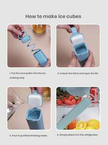 1pc Home Pull-Out Ice Cube Tray, 10 Grids Quick Ice Maker Mold (Blue/Pink) - Multicolor - View 8